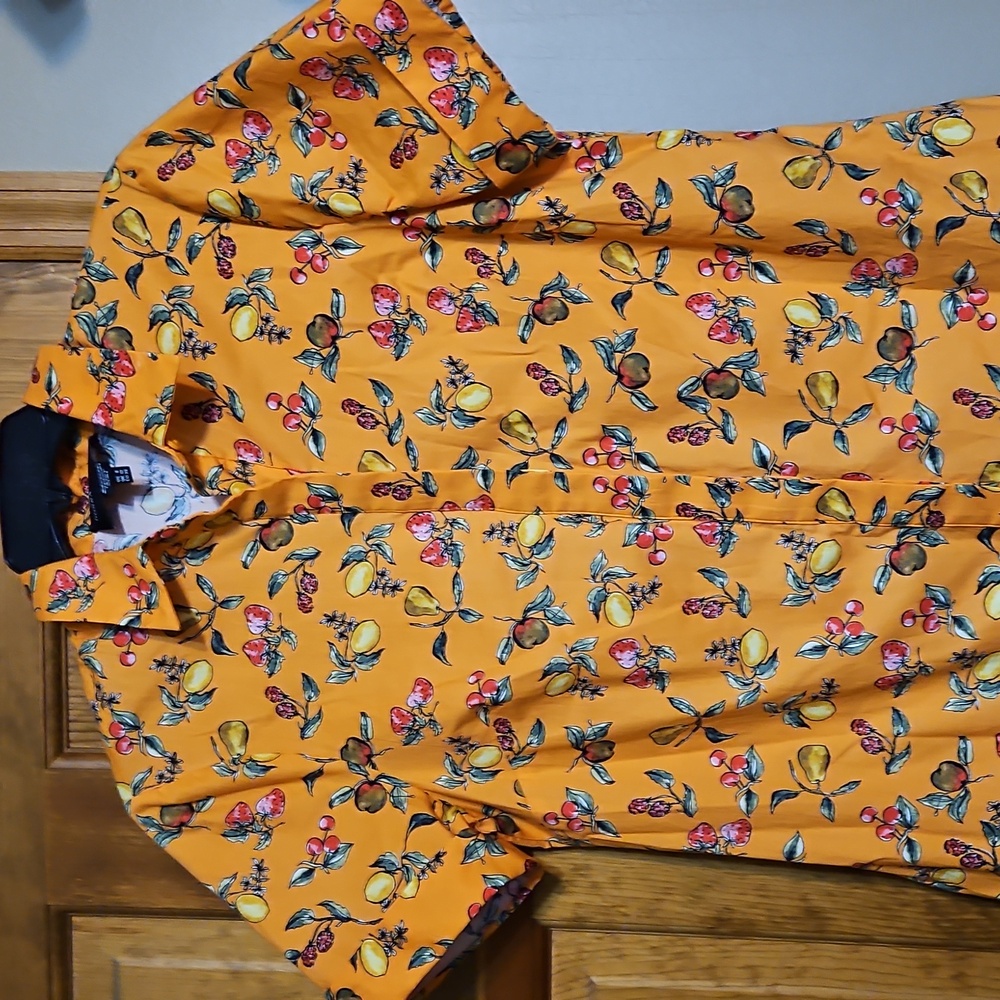 NWOT Donna Morgan Button Front Fruit Print Boho Mini Dress - Picture 4 of 9